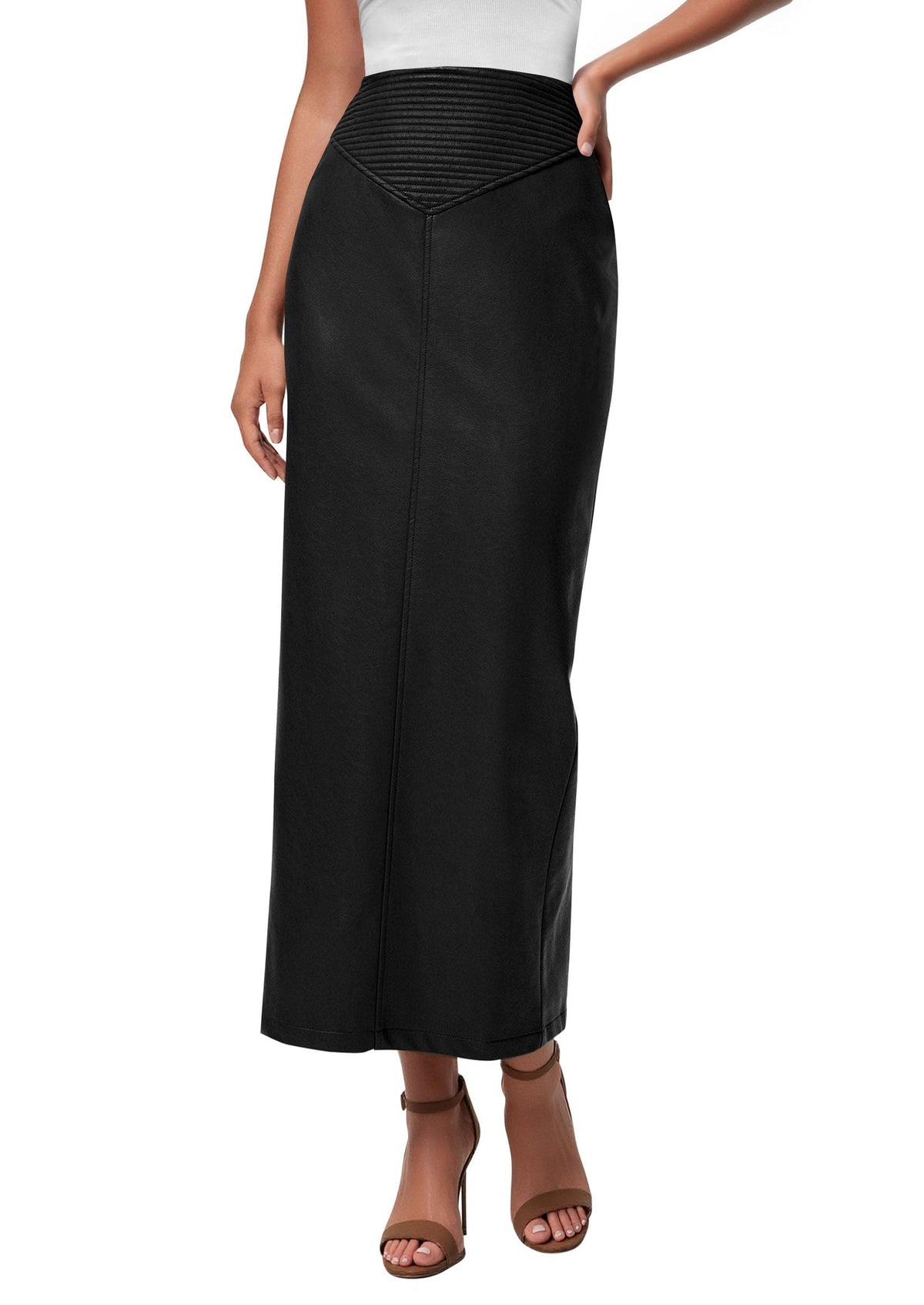 PRETTYGARDEN Women's Faux Leather High Waisted Maxi Skirts