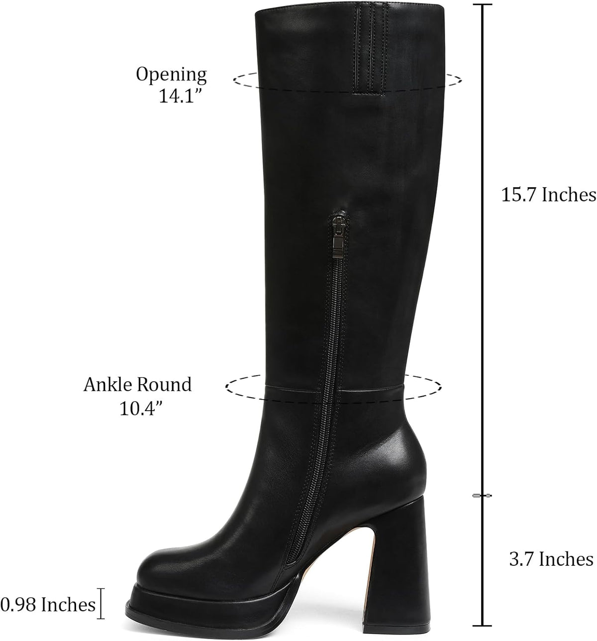 EQAUDES Platform Knee High Boots For Women Tall Fall Chunky Heel Boot