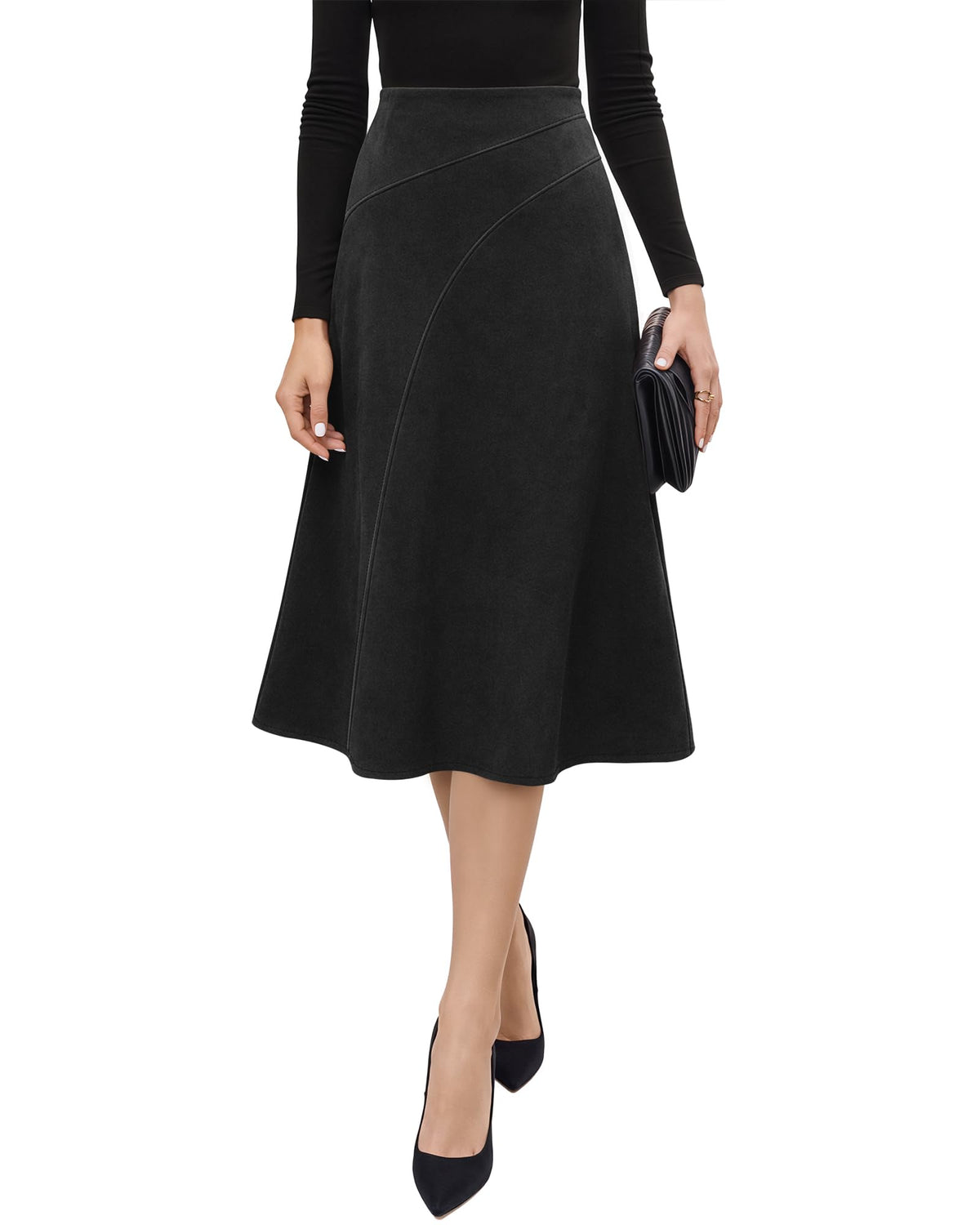 Neer Women’s High Waisted Skirt A Line Midi Skirt