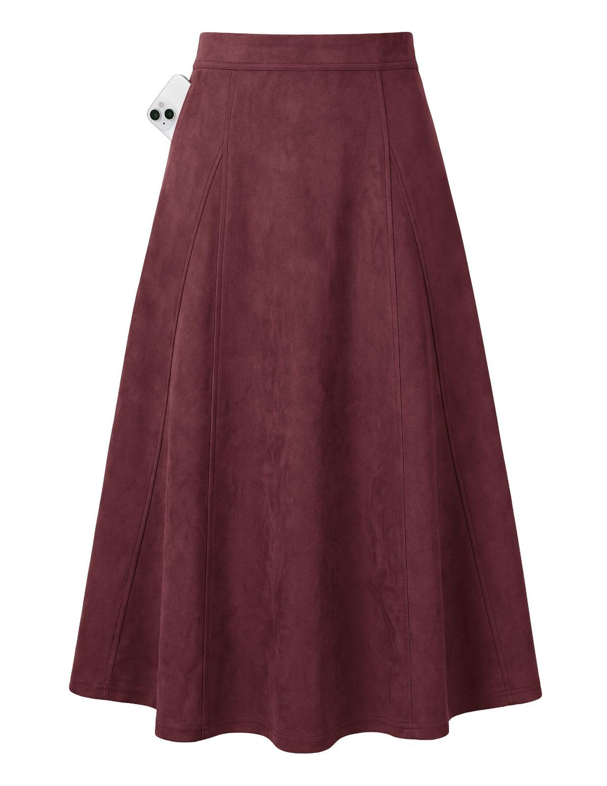 2026 Women's Suede Skirts, High Waist A-Line Skirt, Fall Winter Midi Skirt