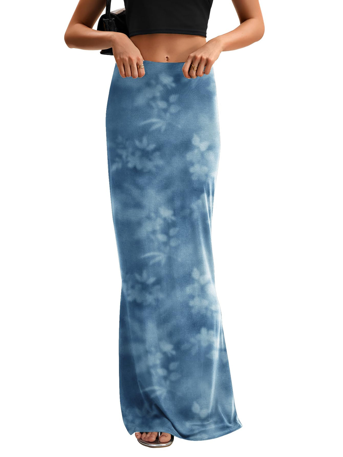 KIFOVEN Women's High Waist Elastic Flare Sexy Bodycon Basic Slim Maxi Skirt