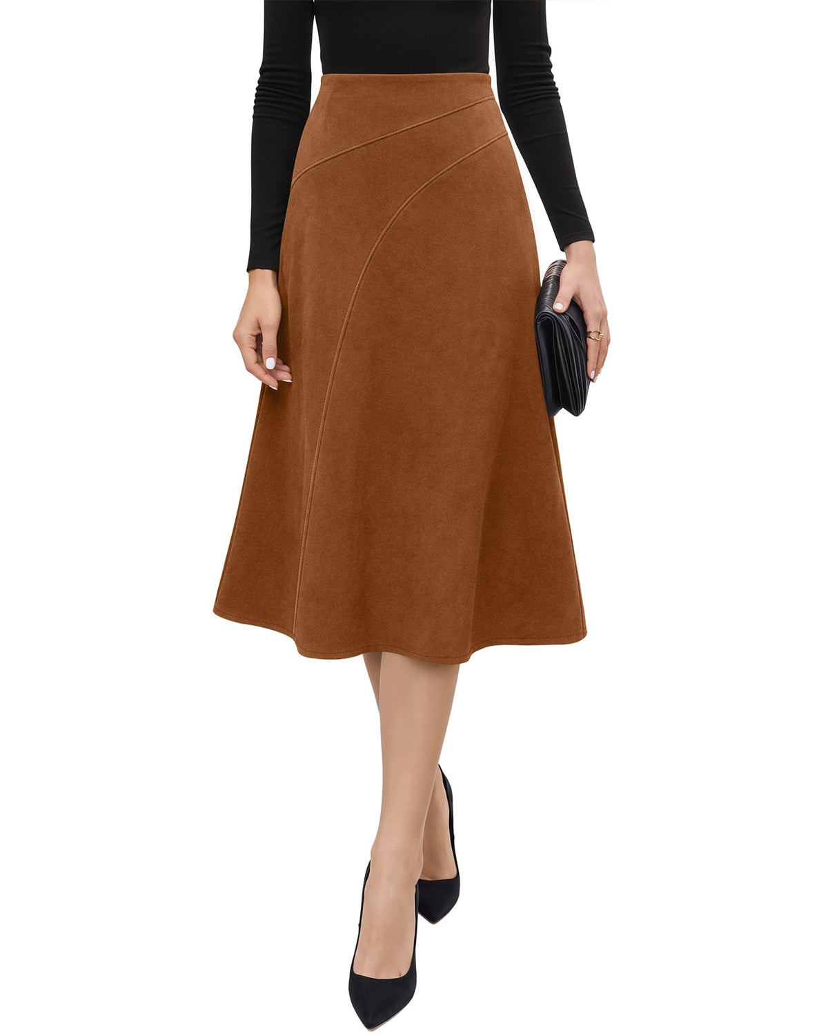 Neer Women’s High Waisted Skirt A Line Midi Skirt