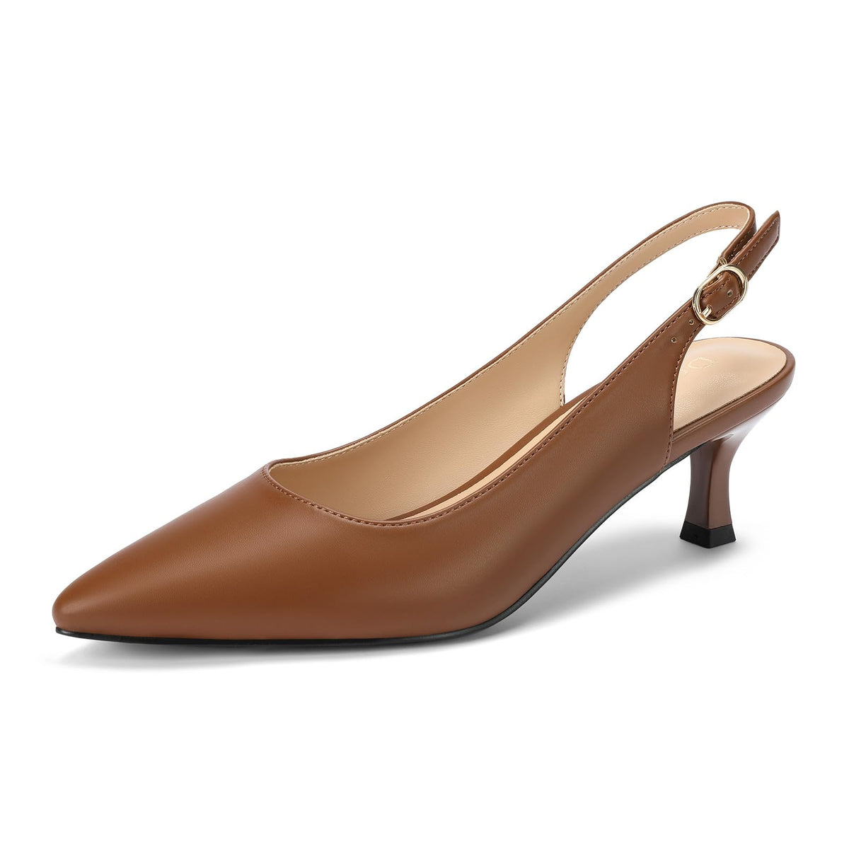 DOBOLIN Womens Slingback Kitten Heels Pointed Toe Low Heel Pumps
