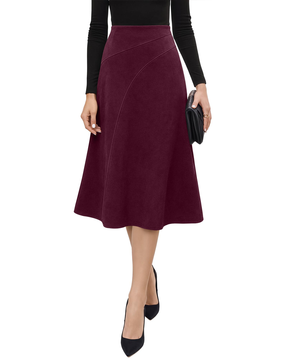 Neer Women’s High Waisted Skirt A Line Midi Skirt