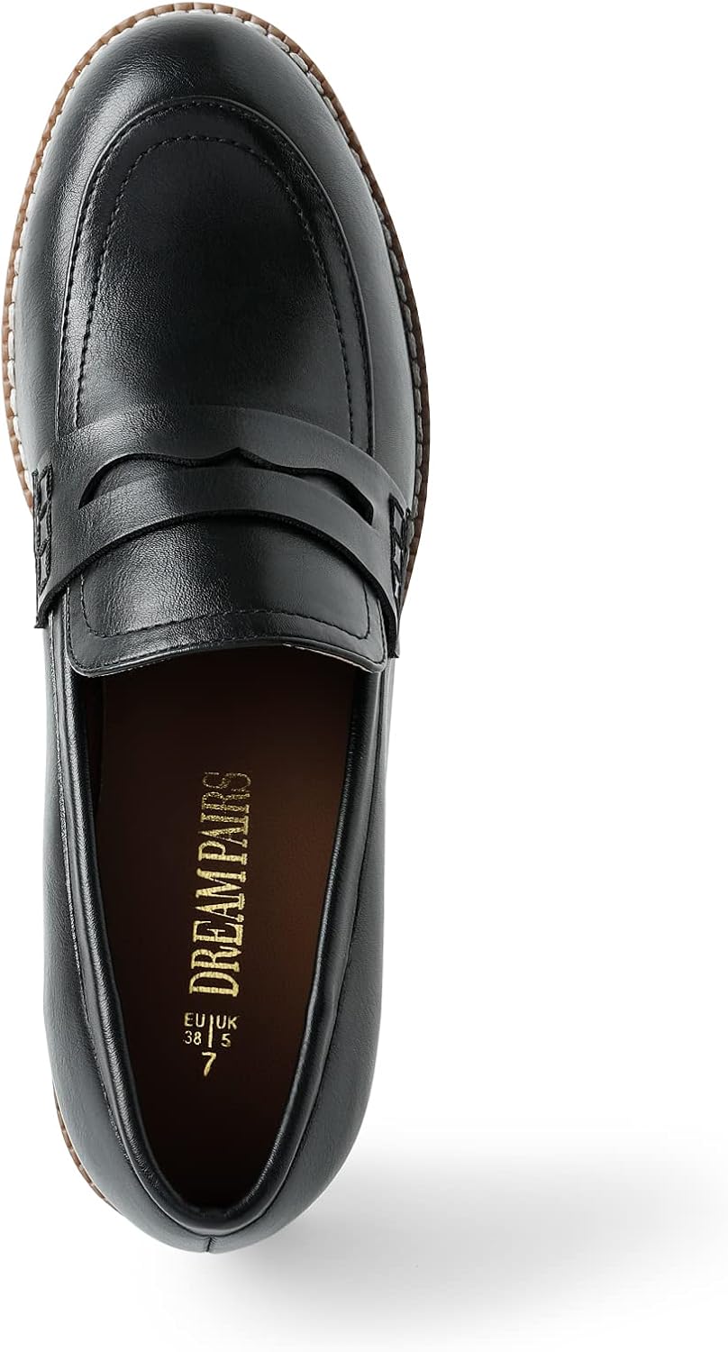 DREAM PAIRS Women's Penny Chunky Loafers Work Shoes