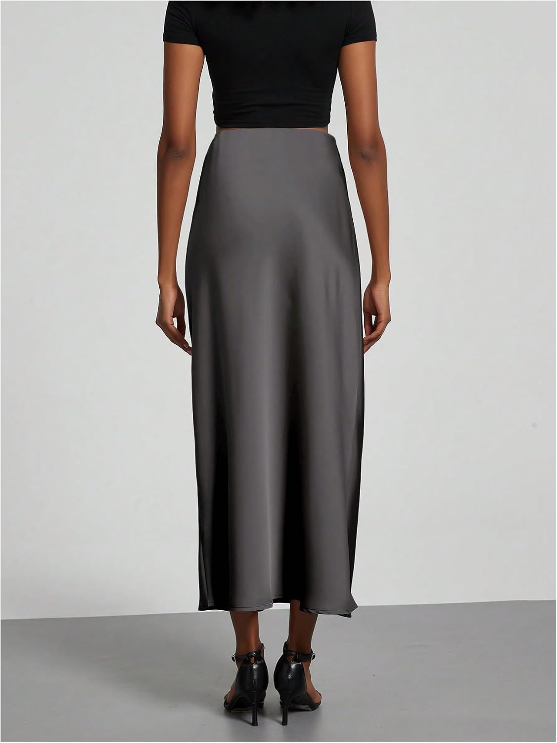 SHENHE Women's Satin Maxi High Waisted A Line Fishtail Skirt