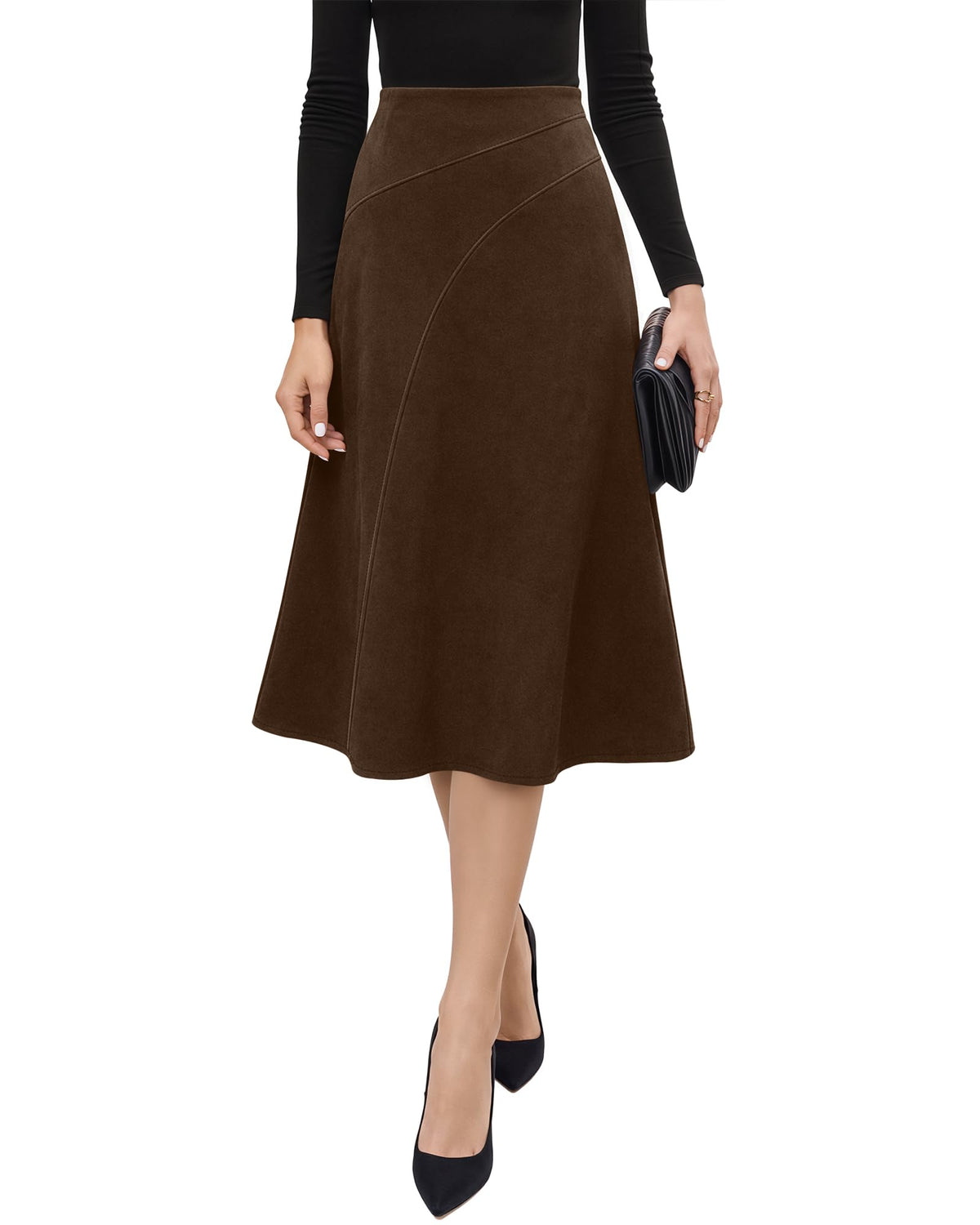 Neer Women’s High Waisted Skirt A Line Midi Skirt