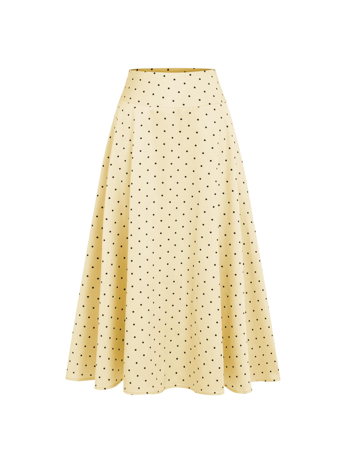 CIDER Womens Satin Mid Rise Polka Dot Flared Maxi Skirt