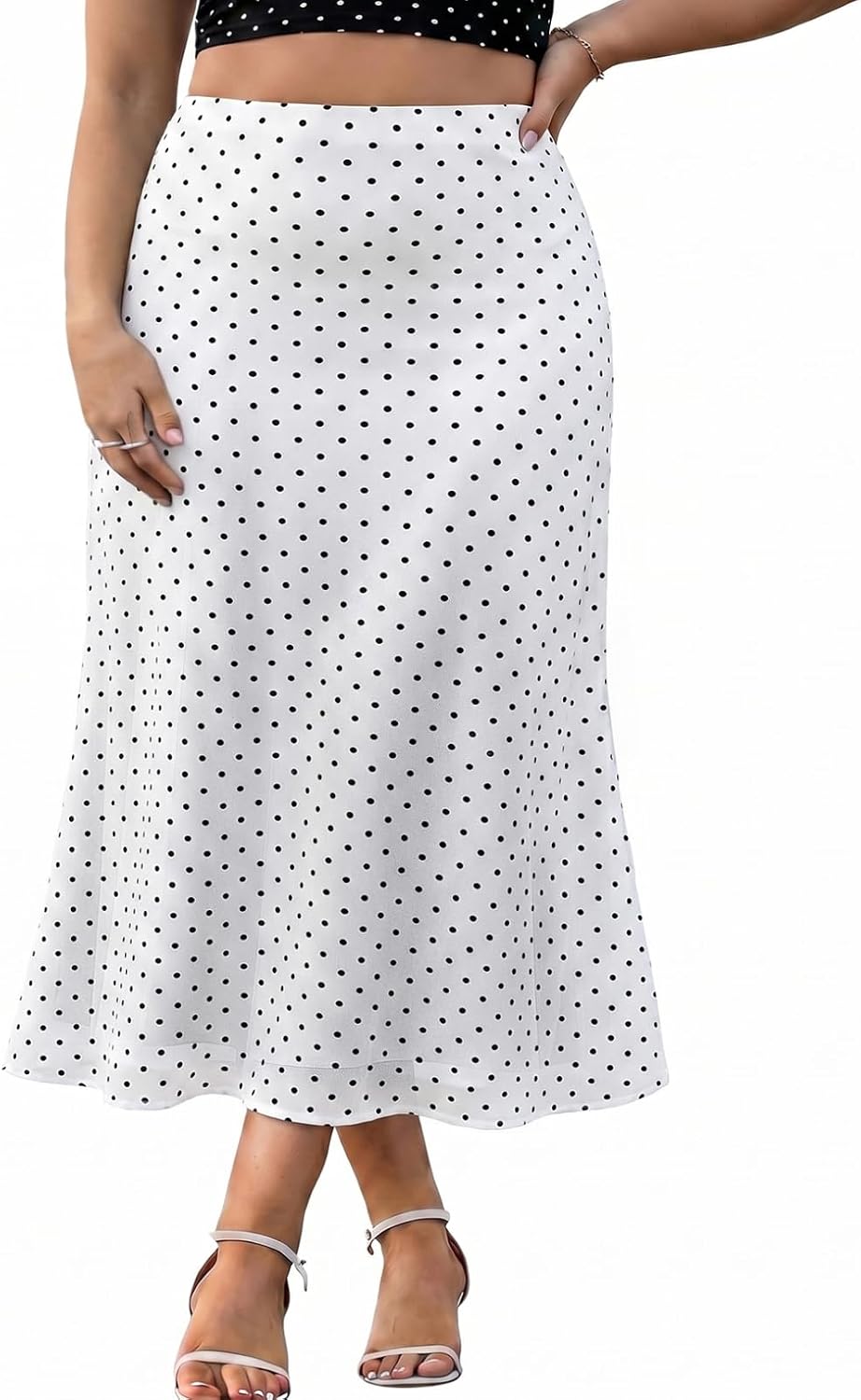 Eytino Women Plus Size Polka Dot Maxi Skirts