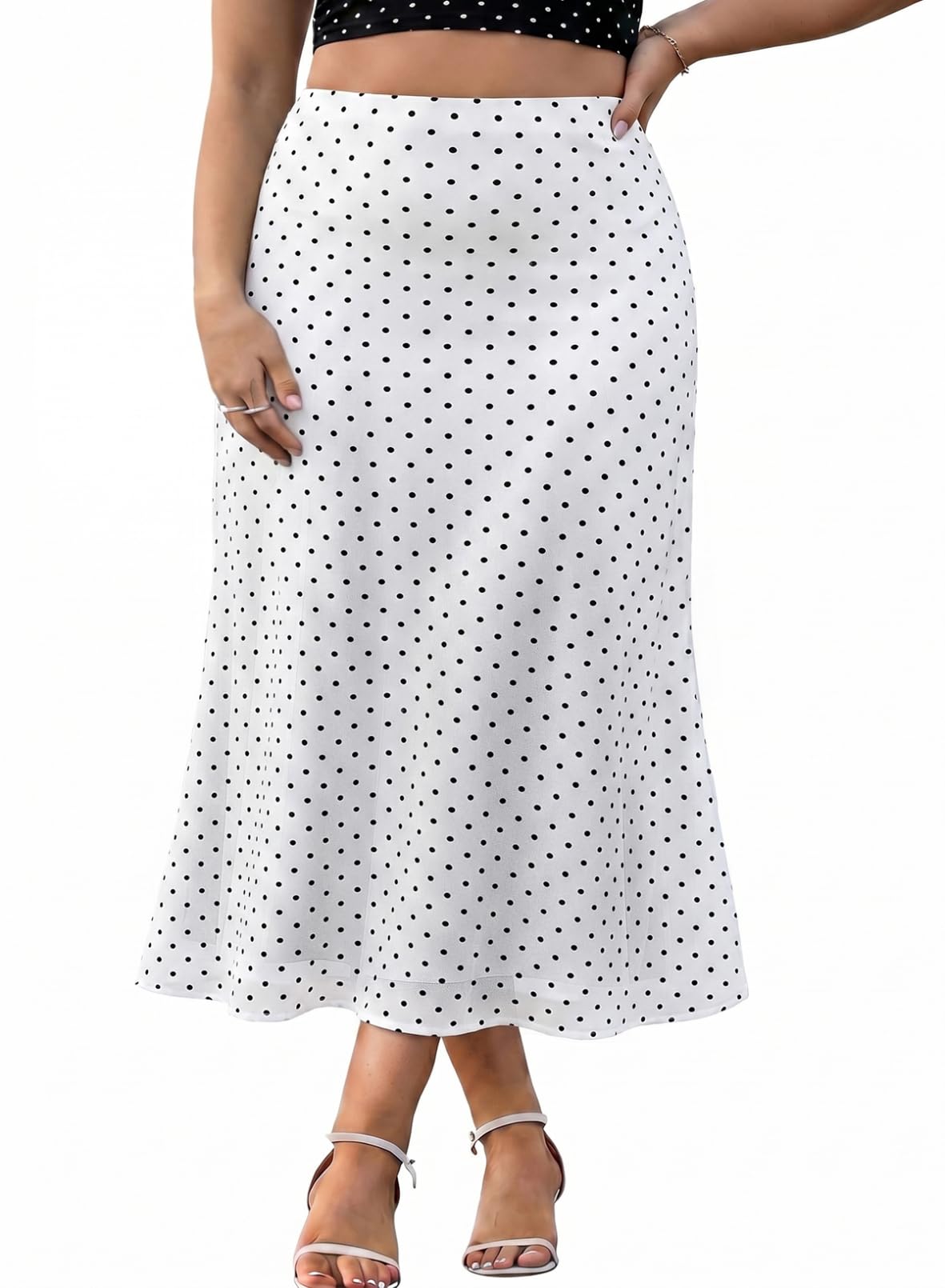 Eytino Women Plus Size Polka Dot Maxi Skirts