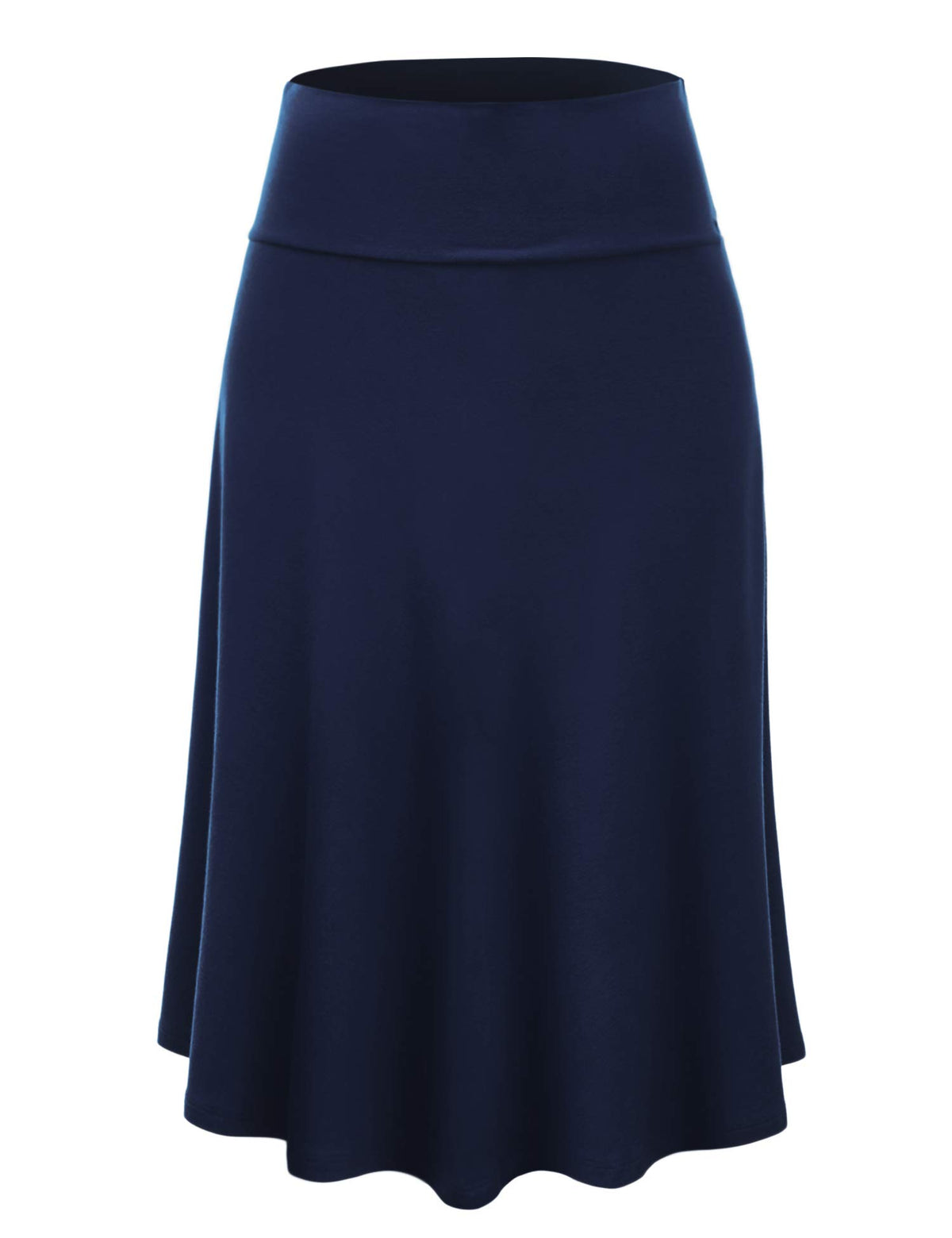 Lock and Love Women's Solid Ombre Lightweight Flare Midi Pull On Closure Skirt S-XXXL Plus Size