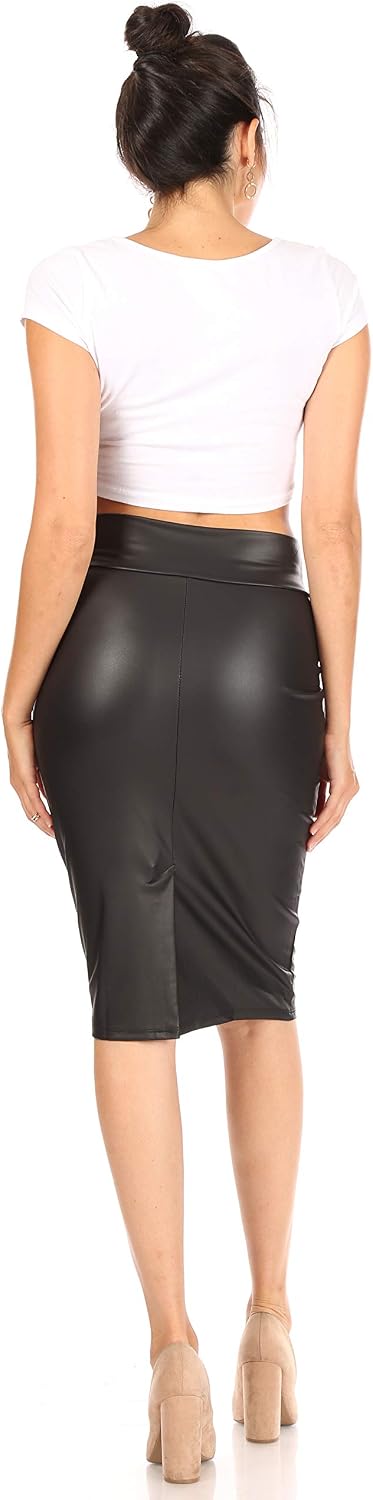 Faux Leather Skirts for Women High Waisted Leather Bodycon Pencil Skirt