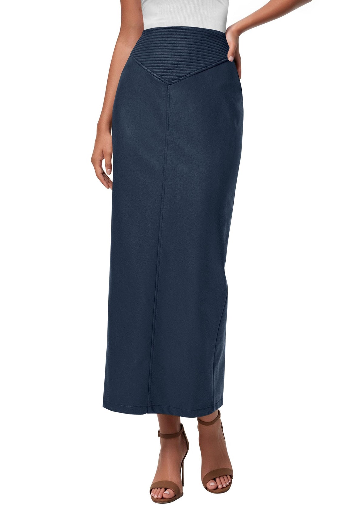 PRETTYGARDEN Women's Faux Leather High Waisted Maxi Skirts