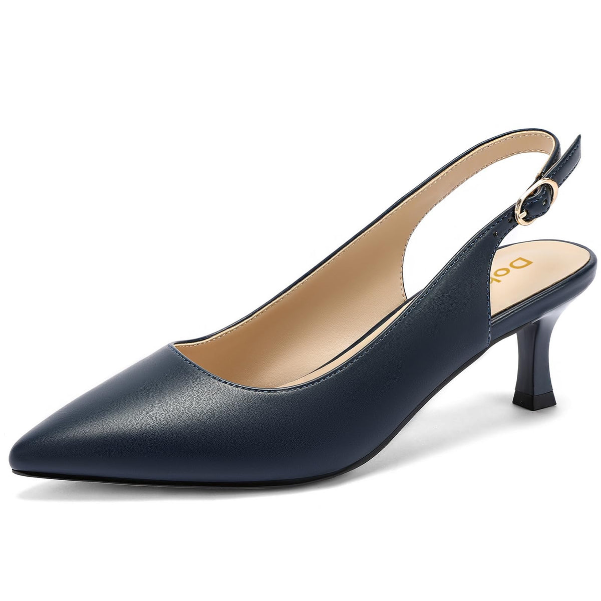 DOBOLIN Womens Slingback Kitten Heels Pointed Toe Low Heel Pumps