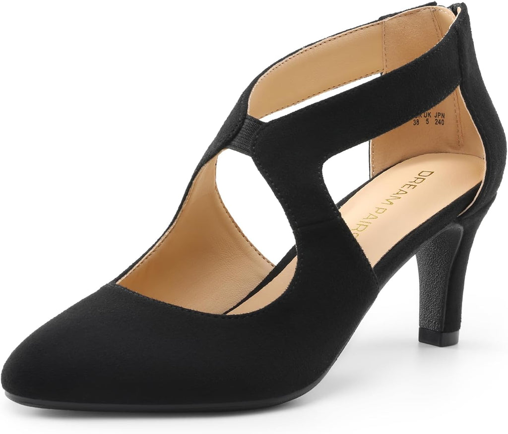 DREAM PAIRS Women's Pumps Closed Pointed Toe Kitten Heels