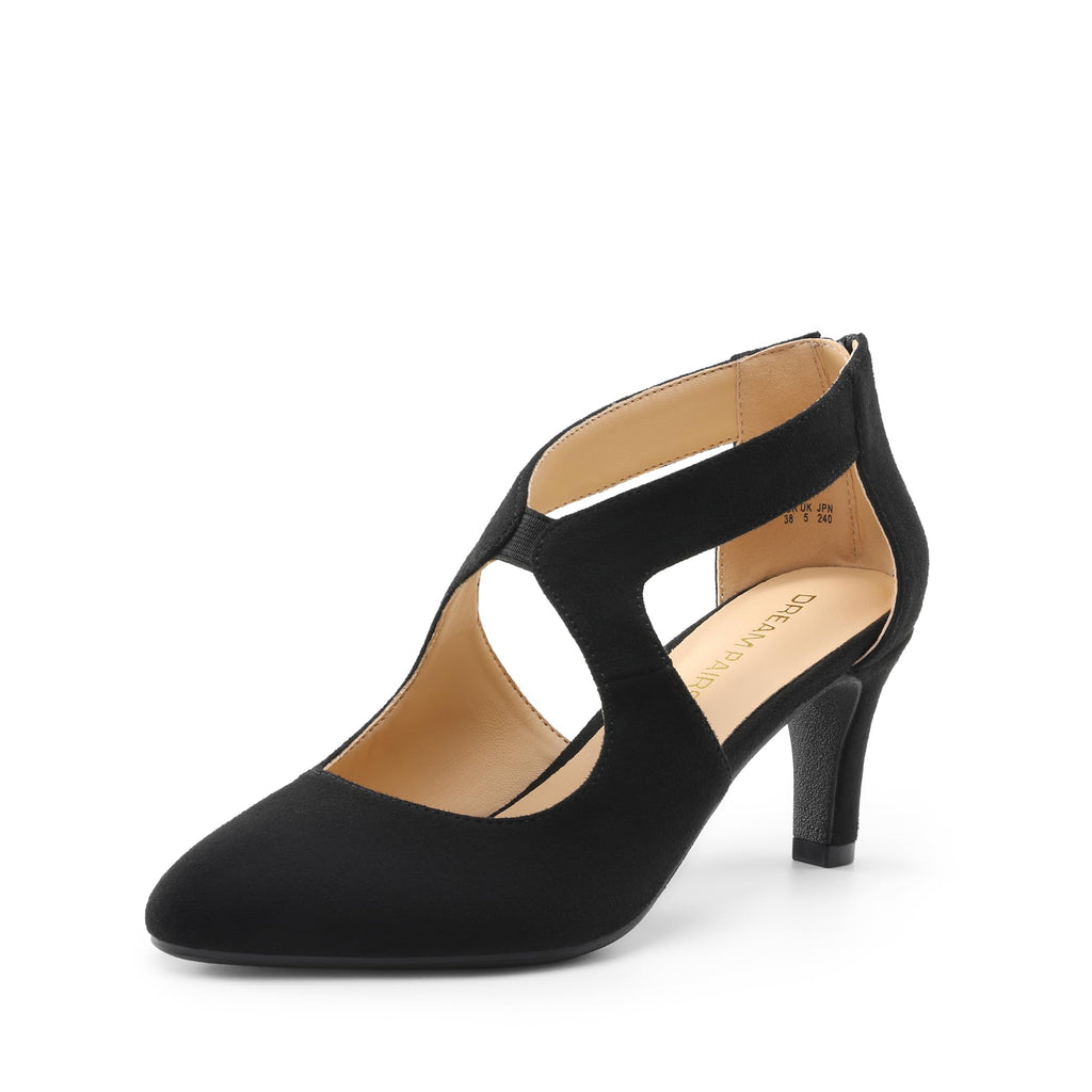 DREAM PAIRS Women's Pumps Closed Pointed Toe Kitten Heels