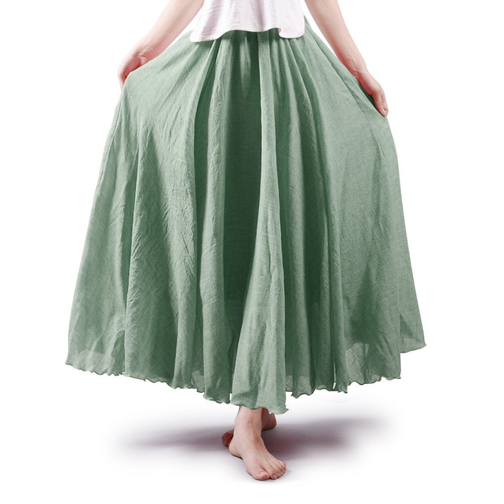 OCHENTA Boho Cotton Maxi Skirts Flowy Long A Line Skirt for Women S-L&Girls