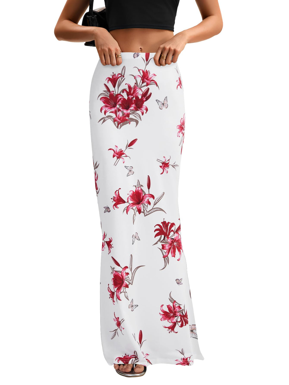 KIFOVEN Women's High Waist Elastic Flare Sexy Bodycon Basic Slim Maxi Skirt