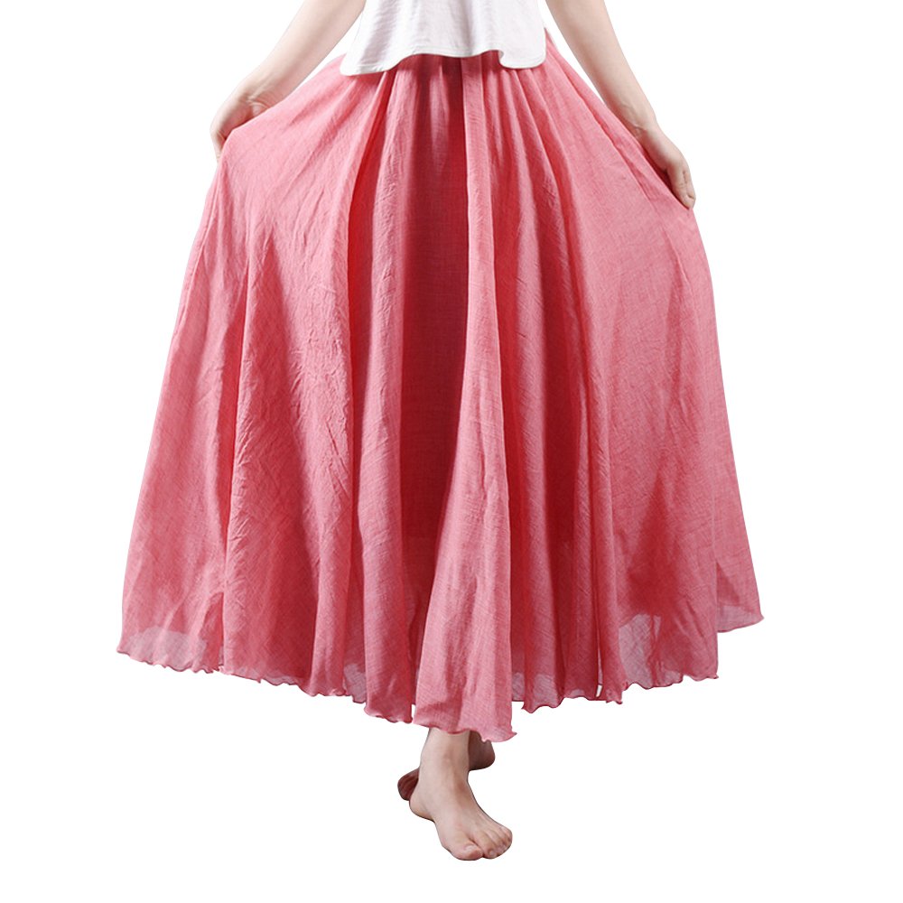 OCHENTA Boho Cotton Maxi Skirts Flowy Long A Line Skirt for Women S-L&Girls