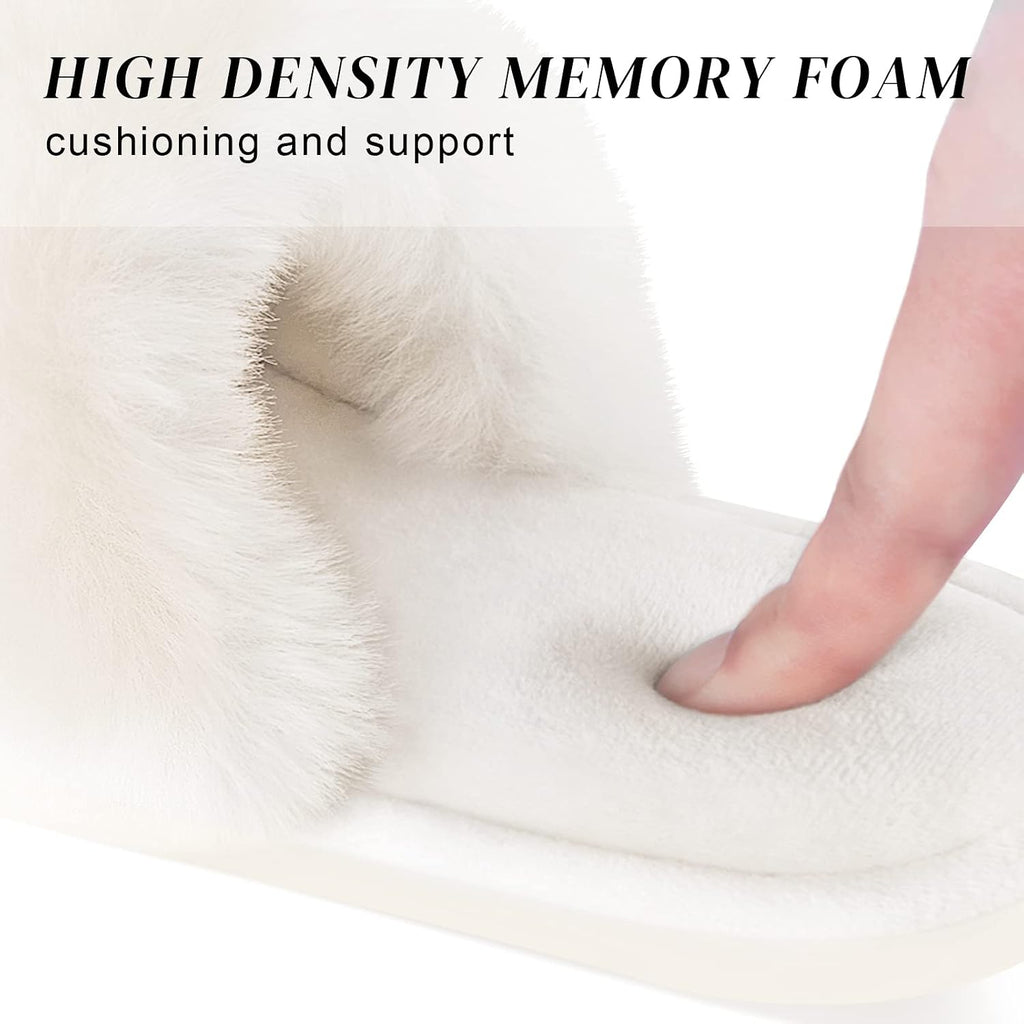 Parlovable Fuzzy Slippers for Women Open-Toe Slip On