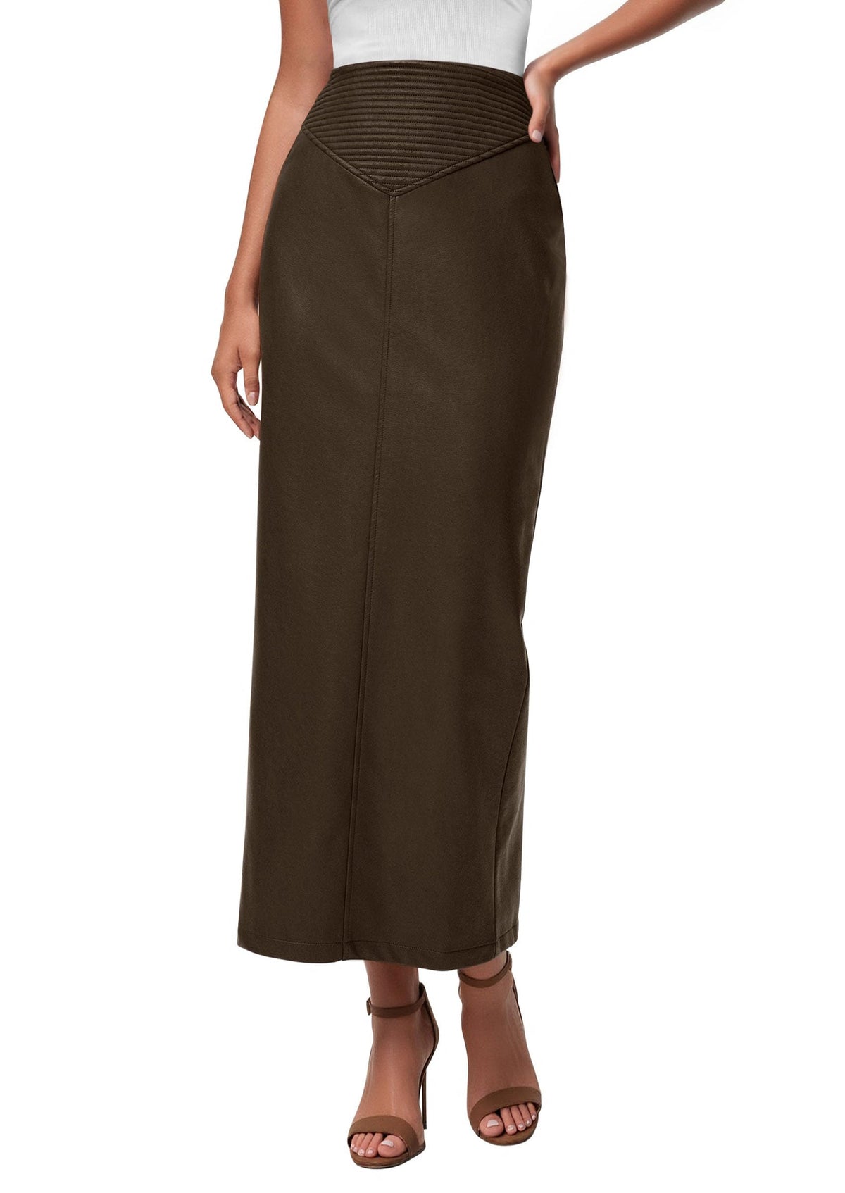 PRETTYGARDEN Women's Faux Leather High Waisted Maxi Skirts