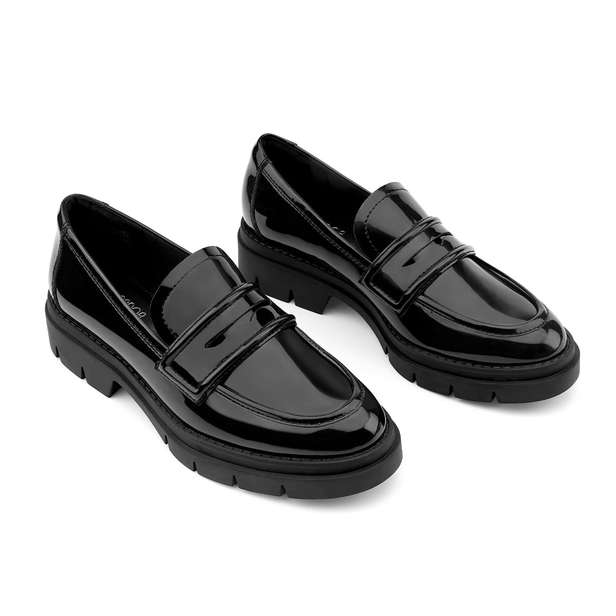 JENN ARDOR Women's Chunky Loafers Slip On Lug Sole Penny Loafer Comfort Casual Round Toe Mid Heels Platform Work Shoes