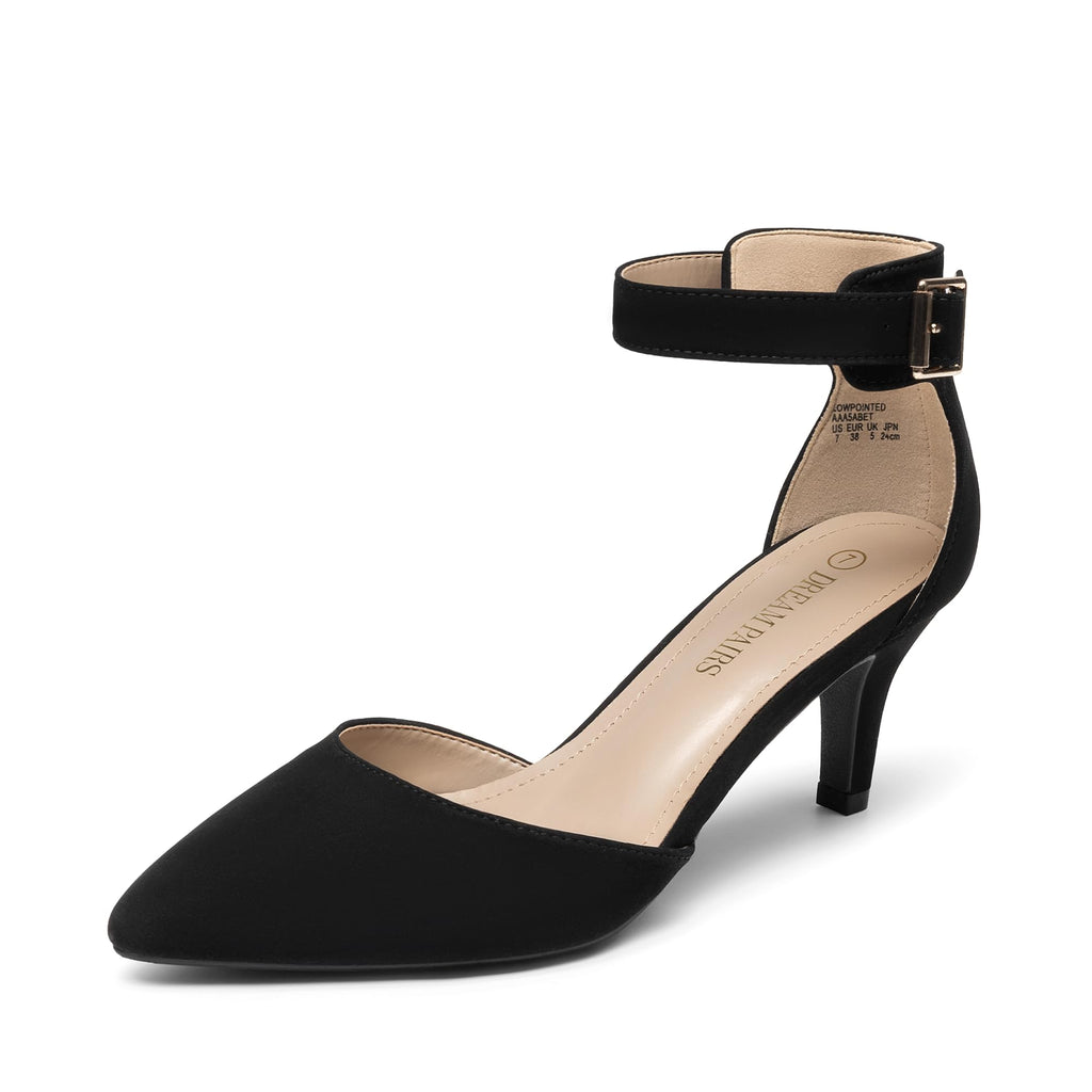 DREAM PAIRS Women's Kitten Heels Ankle Strap Pumps