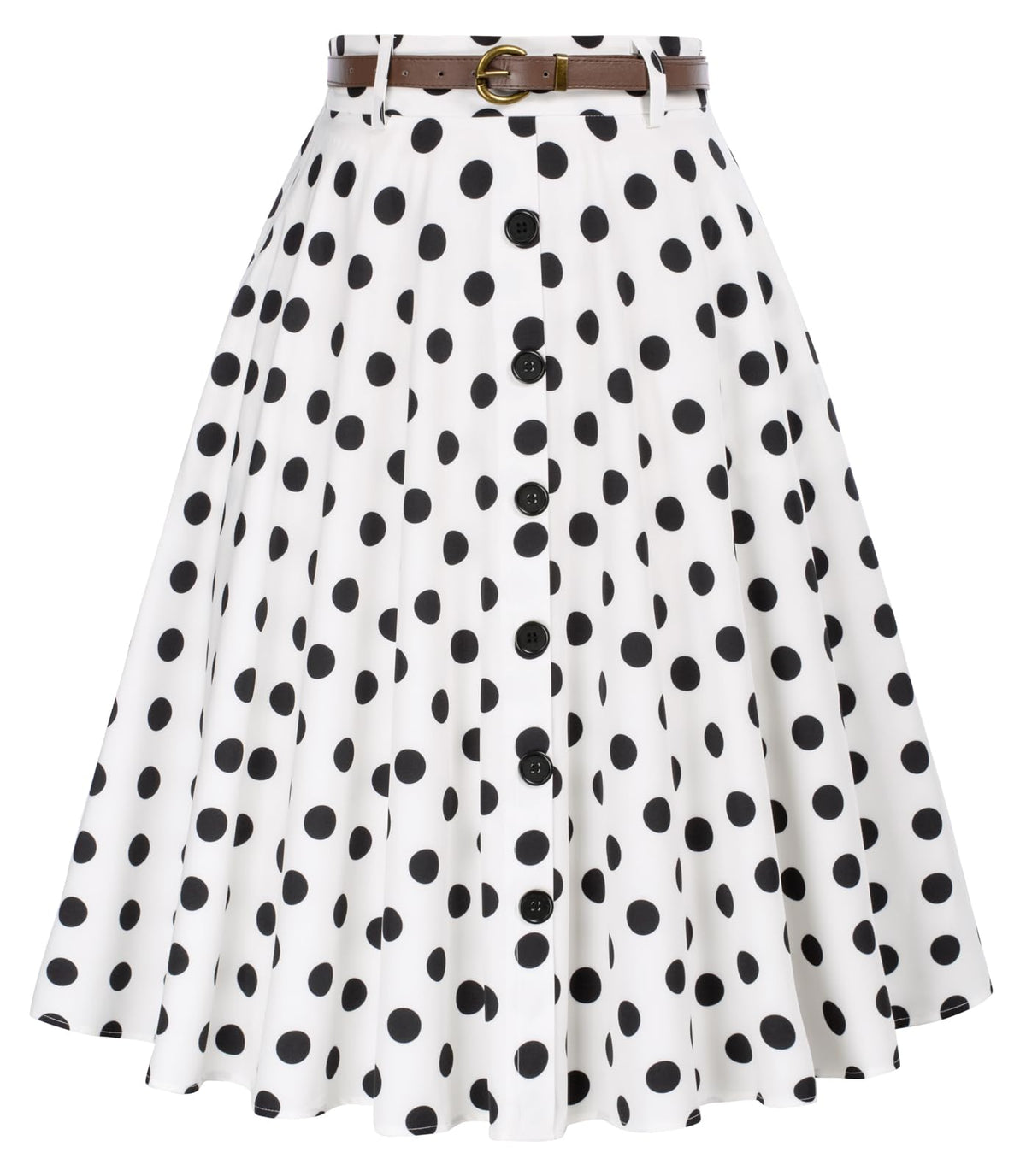 Belle Poque Women's Vintage Stretch High Waist A-Line Flared Midi Skirts with Pockets & Belts