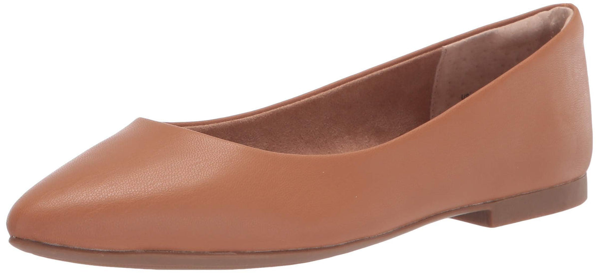 Amazon Essentials Women's Cushioned Pointed-Toe Ballet Flat, Slip-on Non-Slip Work Shoes Regular and Wide Widths