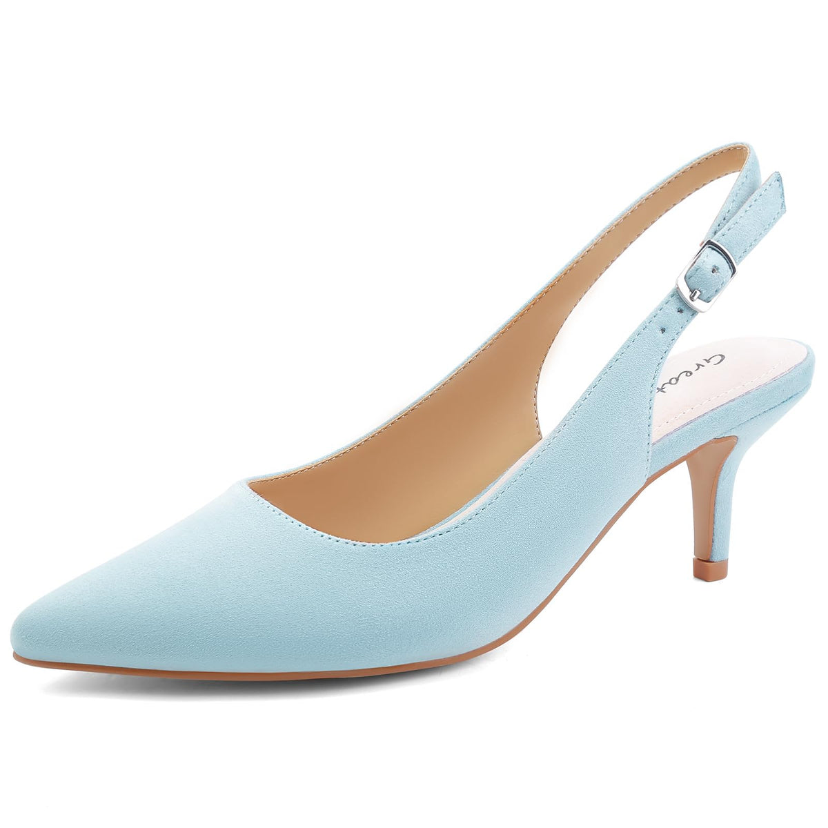Greatonu Women's Kitten Heels Pointed Toe Slingback Dress Pumps Shoes