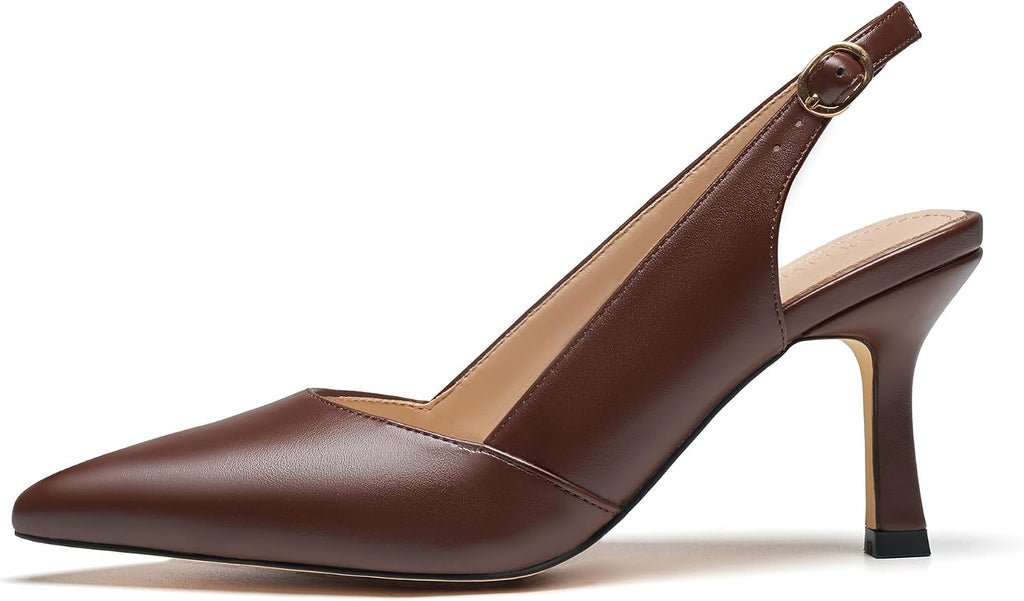 VICKI·VICKI Slingback Kitten Heels for Women Pointed Closed Toe Heels Dressy Pumps Shoes for Wedding Office Party
