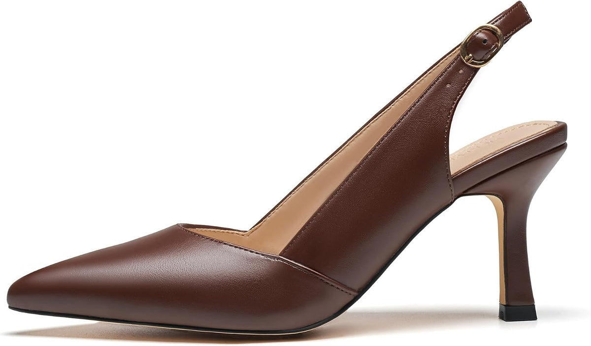 VICKI·VICKI Slingback Kitten Heels for Women Pointed Closed Toe Heels Dressy Pumps Shoes for Wedding Office Party