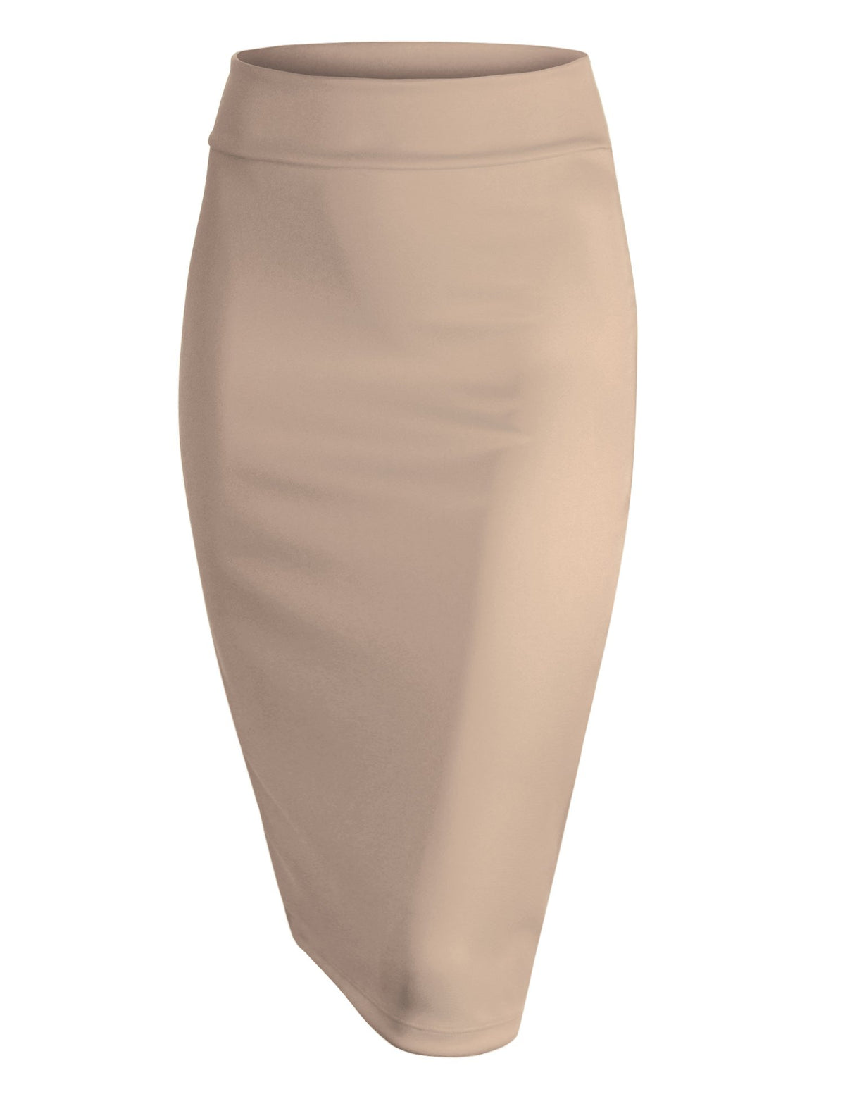 Made By Johnny Women's Premium Scuba Stretch High Waist Pencil Skirt Below Knee for Office Wear
