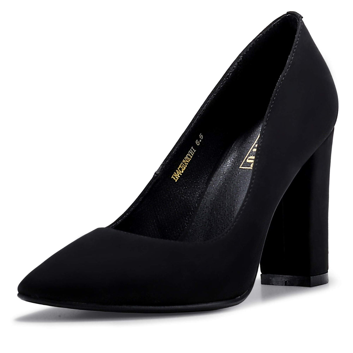 IDIFU Women's IN4 Chunky High Heels Closed Pointed Toe Pumps