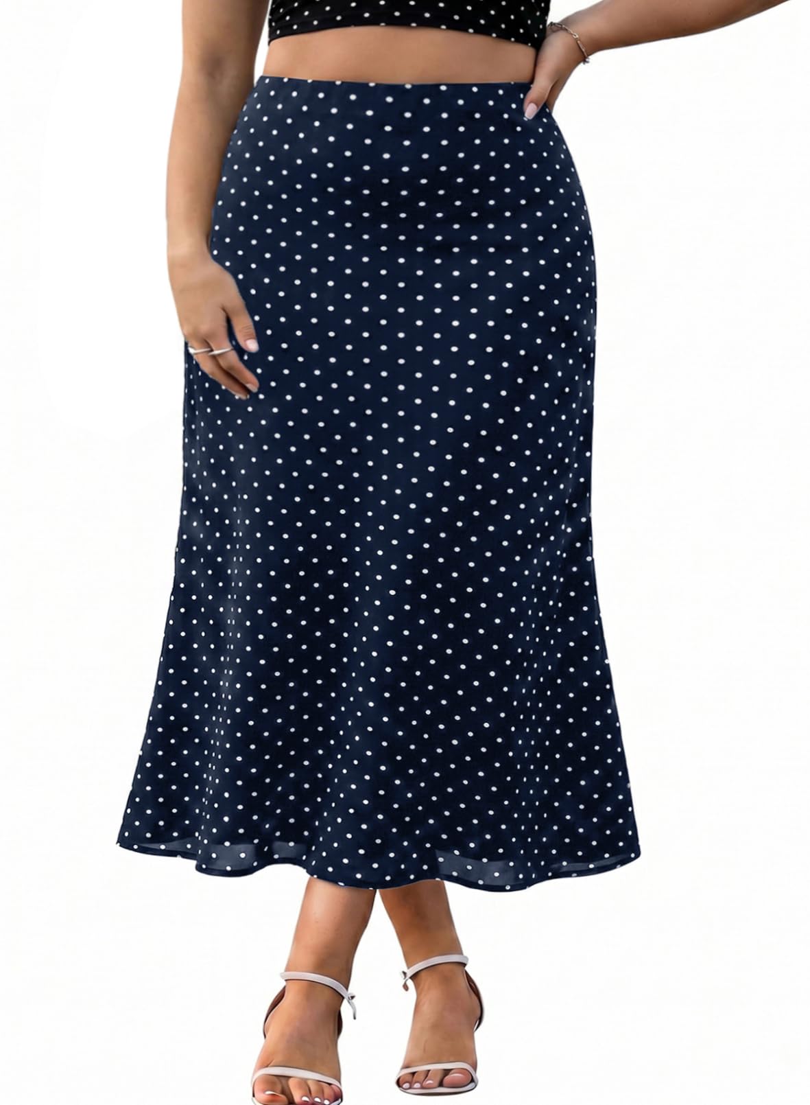 Eytino Women Plus Size Polka Dot Maxi Skirts