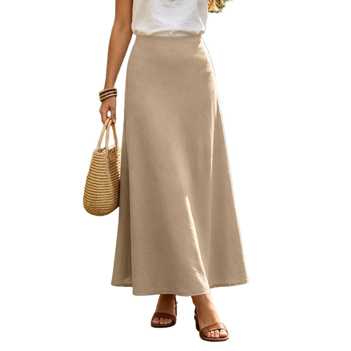 Women's Linen Maxi Skirt High Waisted Long Skirts for Women