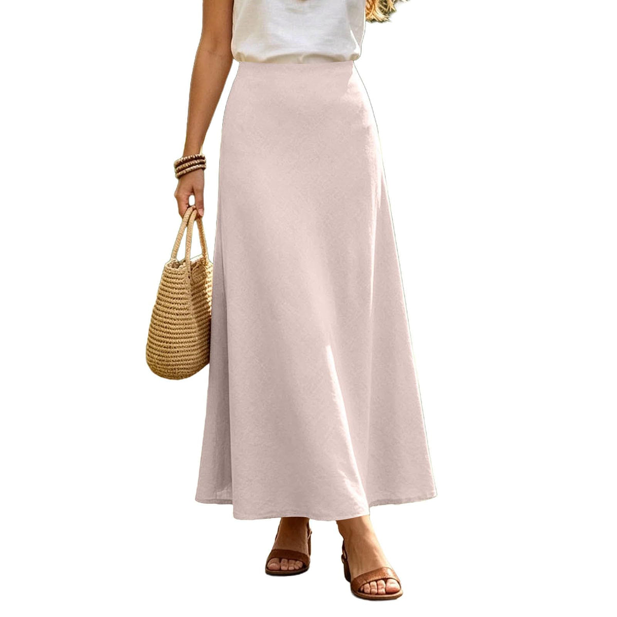 Women's Linen Maxi Skirt High Waisted Long Skirts for Women