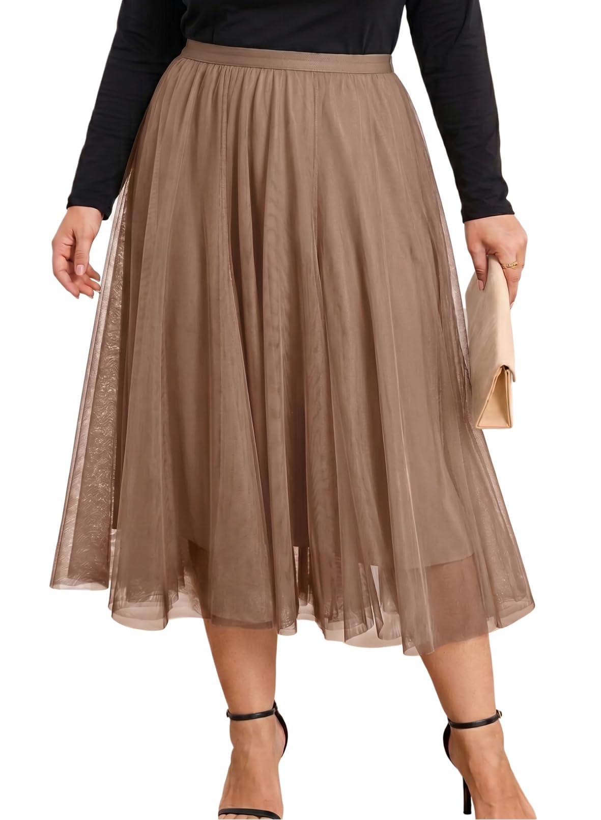 Eytino Plus Size Maxi Skirts for Curvy Women