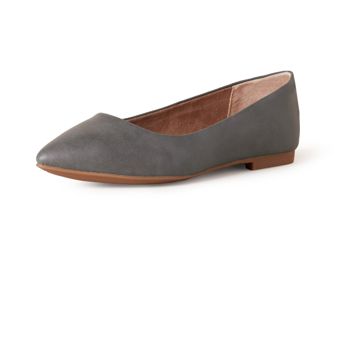 Amazon Essentials Women's Cushioned Pointed-Toe Ballet Flat, Slip-on Non-Slip Work Shoes Regular and Wide Widths