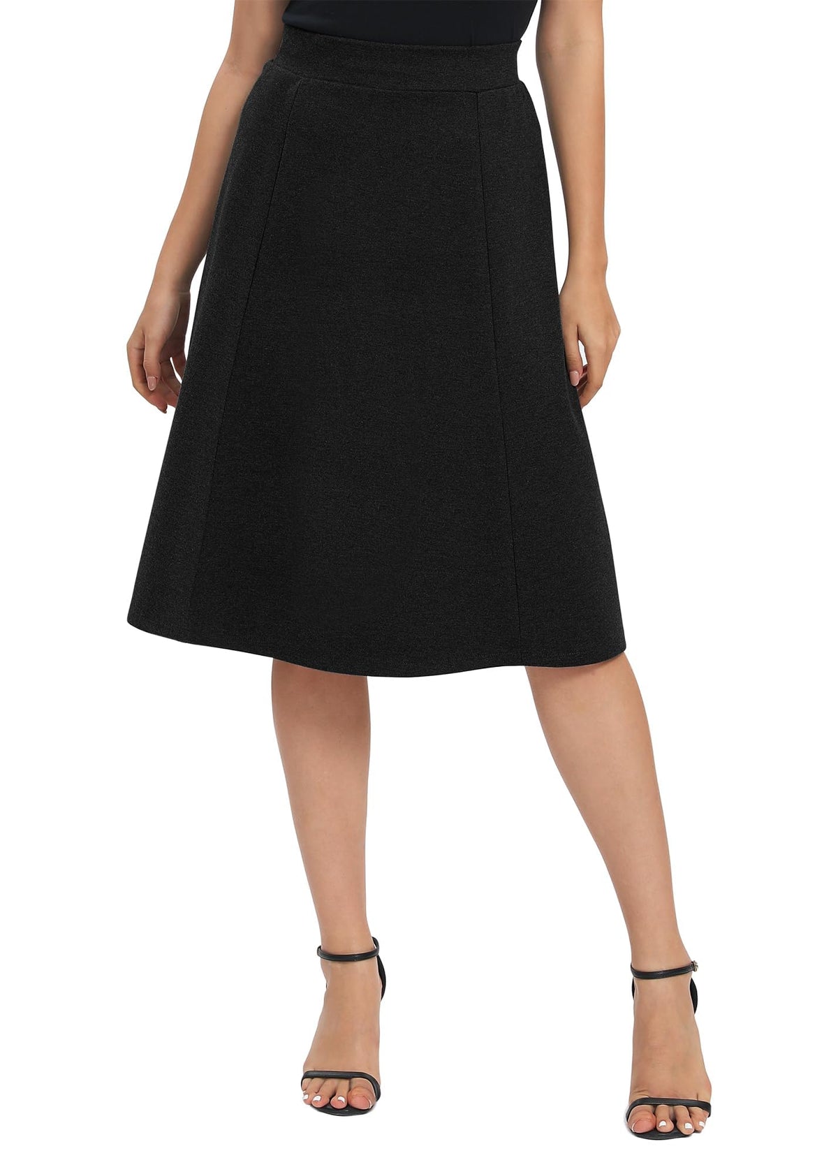 Urban CoCo Women's A-Line Elastic High Waist Flare Work Midi Knee Length Stretchy Skirt