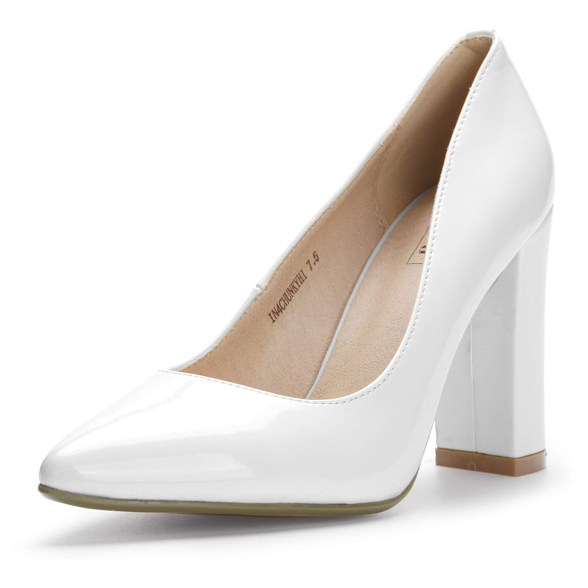 IDIFU Women's IN4 Chunky High Heels Closed Pointed Toe Pumps
