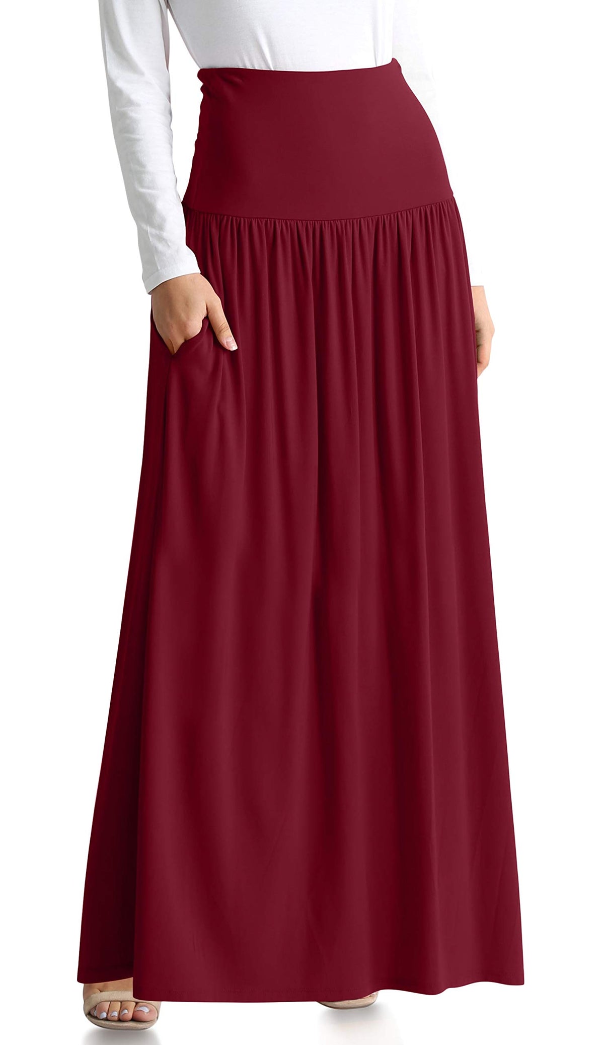 Simlu Maxi Skirts for Women Ankle Length Skirt Casual Long Skirt High Waisted Maxi Skirt Reg and Plus Size Skirt Long Skirt