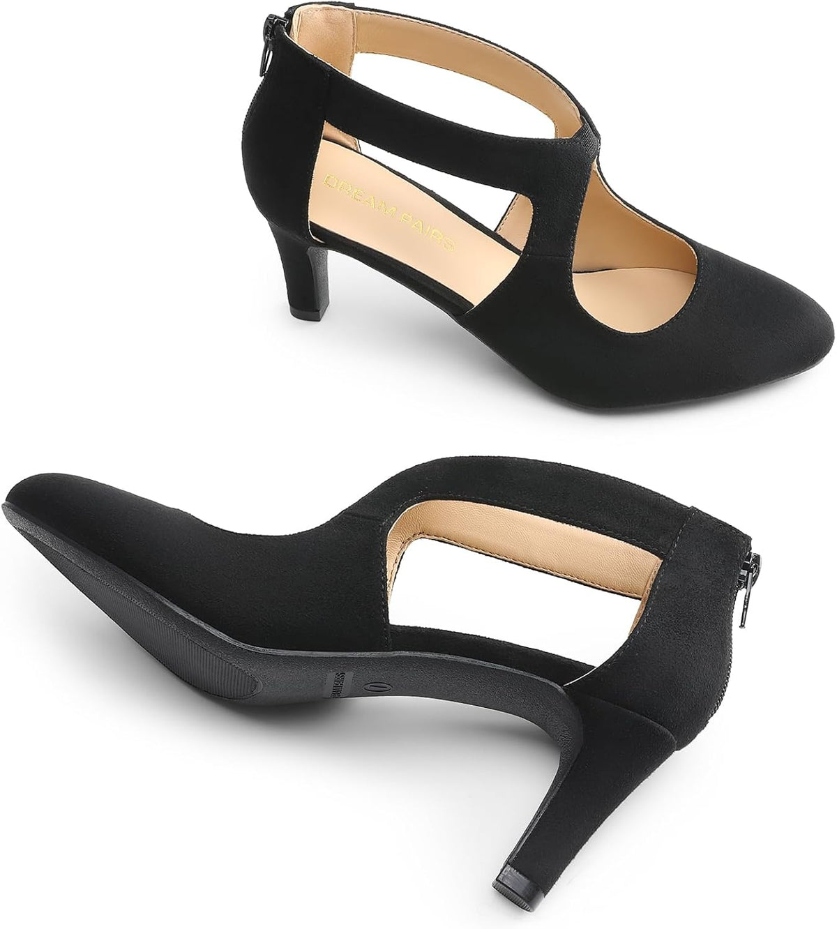 DREAM PAIRS Women's Pumps Closed Pointed Toe Kitten Heels