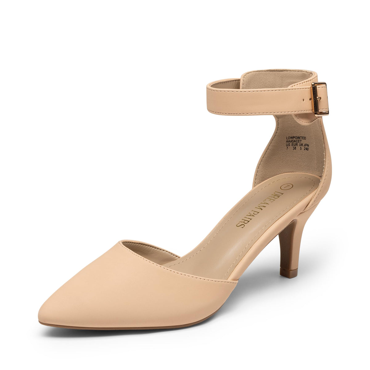 DREAM PAIRS Women's Kitten Heels Ankle Strap Pumps