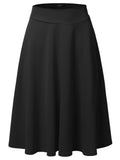 SSOULM A-Line Midi Skirt - Made in USA - Stretchy High Waisted Flare Skirts with Plus Size