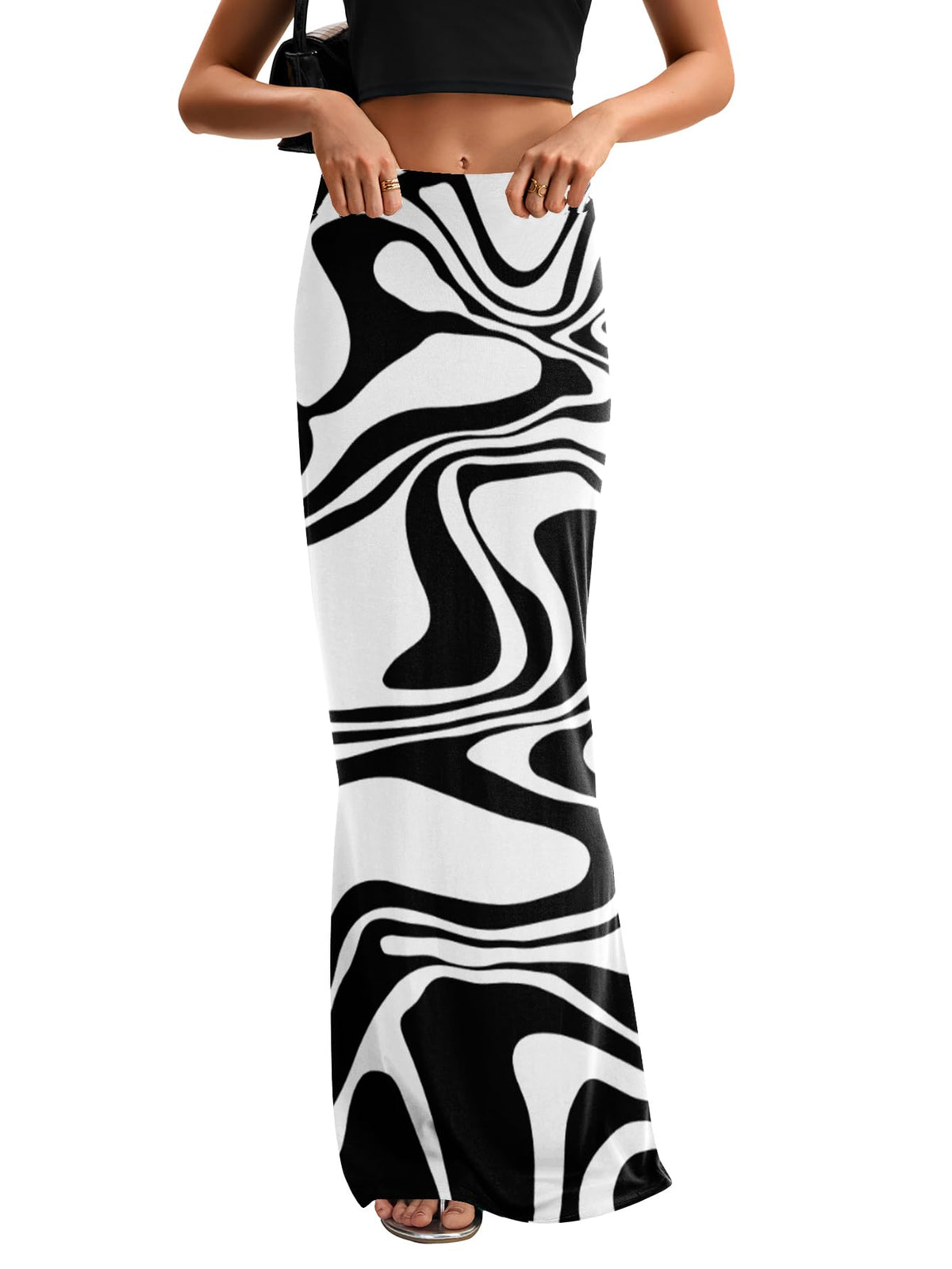 KIFOVEN Women's High Waist Elastic Flare Sexy Bodycon Basic Slim Maxi Skirt