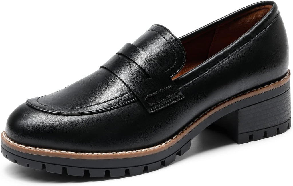 DREAM PAIRS Women's Penny Chunky Loafers Work Shoes