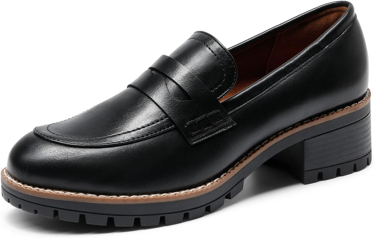 DREAM PAIRS Women's Penny Chunky Loafers Work Shoes