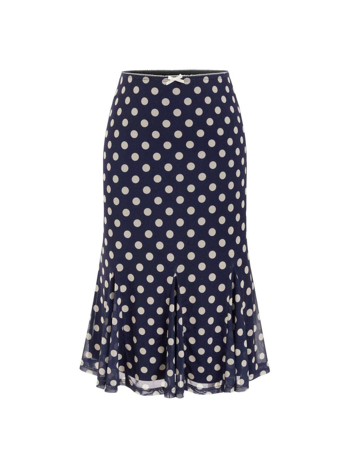 CIDER Womens Polka Dot Midi Skirt Bowknot Sheer Mesh Trendy Skirt