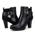 mysoft Women's Chunky Stacked Heel Ankle Boots Zipper Buckle Booties